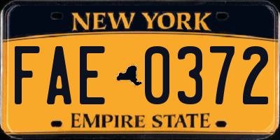 NY license plate FAE0372