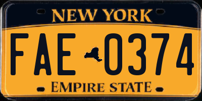 NY license plate FAE0374