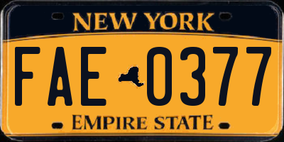 NY license plate FAE0377