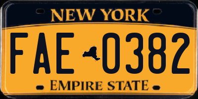 NY license plate FAE0382