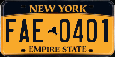 NY license plate FAE0401