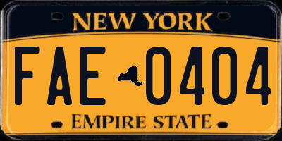 NY license plate FAE0404