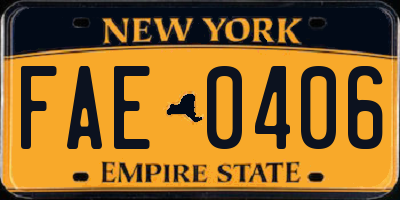 NY license plate FAE0406