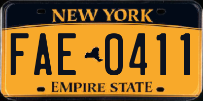 NY license plate FAE0411