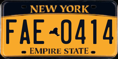 NY license plate FAE0414