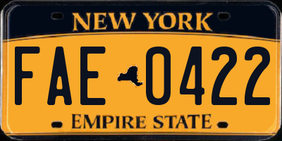 NY license plate FAE0422