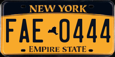 NY license plate FAE0444