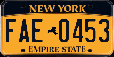 NY license plate FAE0453