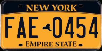 NY license plate FAE0454