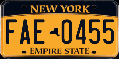 NY license plate FAE0455