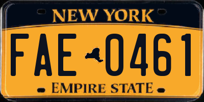 NY license plate FAE0461