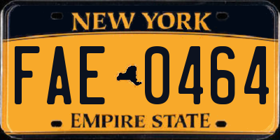 NY license plate FAE0464