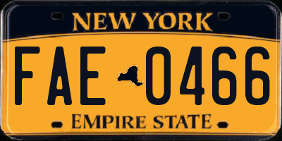 NY license plate FAE0466