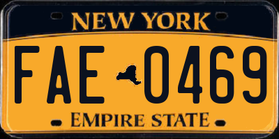 NY license plate FAE0469