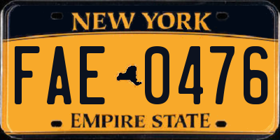 NY license plate FAE0476