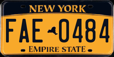 NY license plate FAE0484