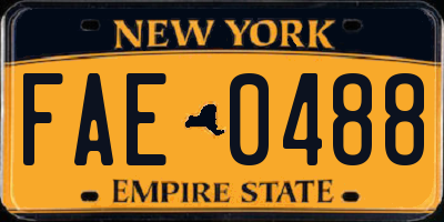 NY license plate FAE0488