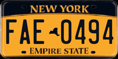 NY license plate FAE0494