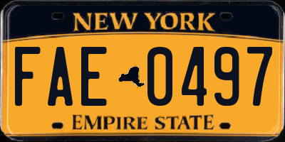 NY license plate FAE0497