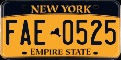 NY license plate FAE0525