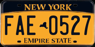 NY license plate FAE0527