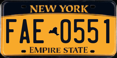 NY license plate FAE0551