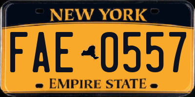 NY license plate FAE0557