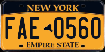 NY license plate FAE0560