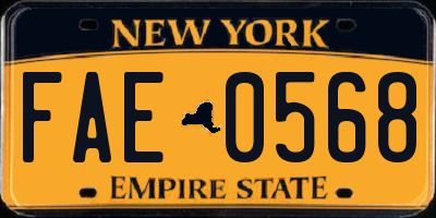 NY license plate FAE0568