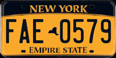 NY license plate FAE0579