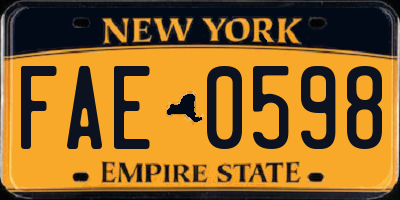 NY license plate FAE0598