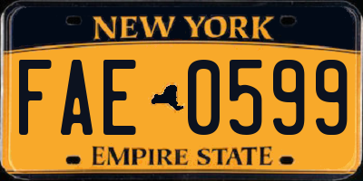 NY license plate FAE0599