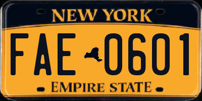 NY license plate FAE0601