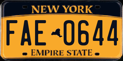 NY license plate FAE0644