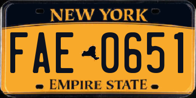 NY license plate FAE0651