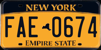 NY license plate FAE0674