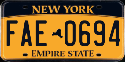 NY license plate FAE0694