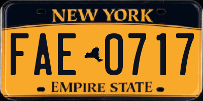 NY license plate FAE0717