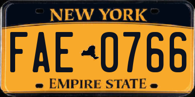 NY license plate FAE0766