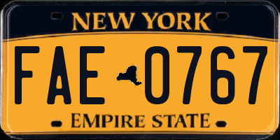 NY license plate FAE0767