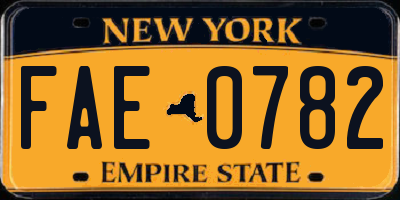 NY license plate FAE0782