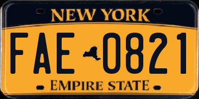 NY license plate FAE0821