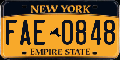 NY license plate FAE0848