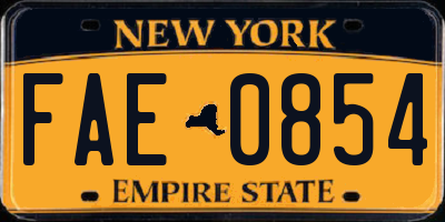 NY license plate FAE0854