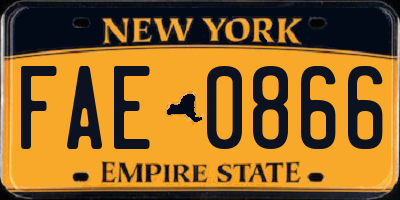 NY license plate FAE0866