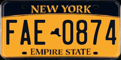 NY license plate FAE0874