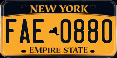 NY license plate FAE0880