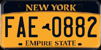 NY license plate FAE0882