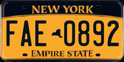 NY license plate FAE0892