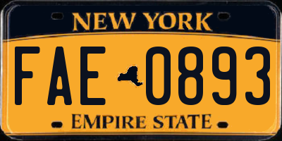 NY license plate FAE0893